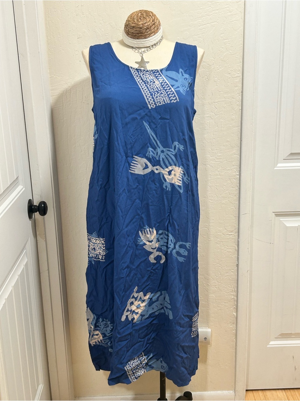 We Be Bop Blue Rayon Dress with Baltic print - 2X